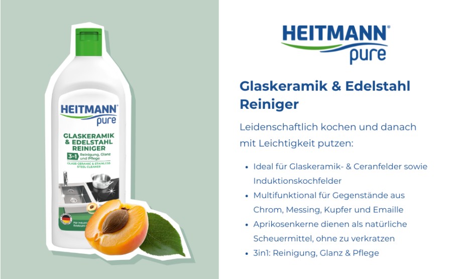 HEITMANN stiklo keramikos ir nerūdijančio plieno valiklis 250 ml
