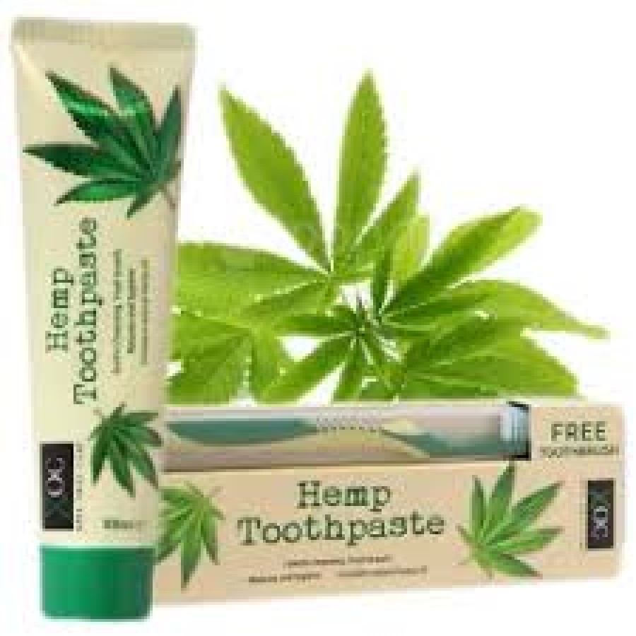 XOC dantų pasta su kanapių aliejumi 100ml + dantų šepetėlis