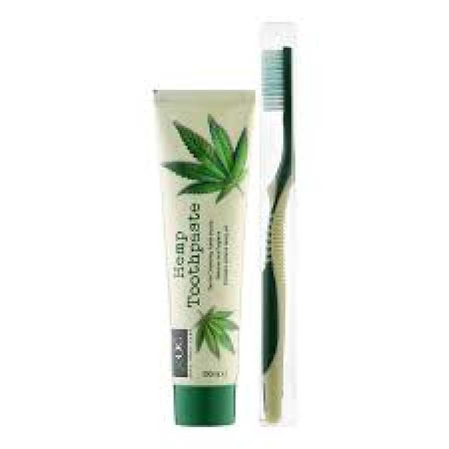 XOC dantų pasta su kanapių aliejumi 100ml + dantų šepetėlis