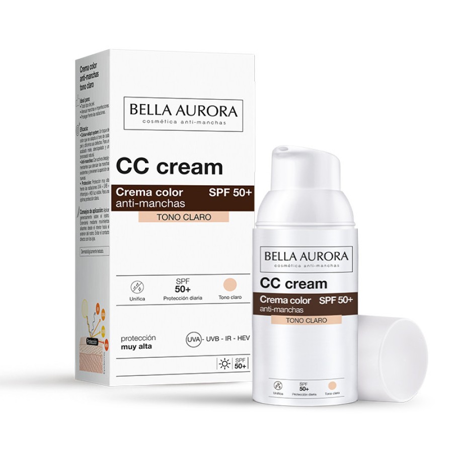  Bella Aurora CC kremas nuo dėmių SPF50+ Tono Claro Light Shade šviesus tonas 30ml