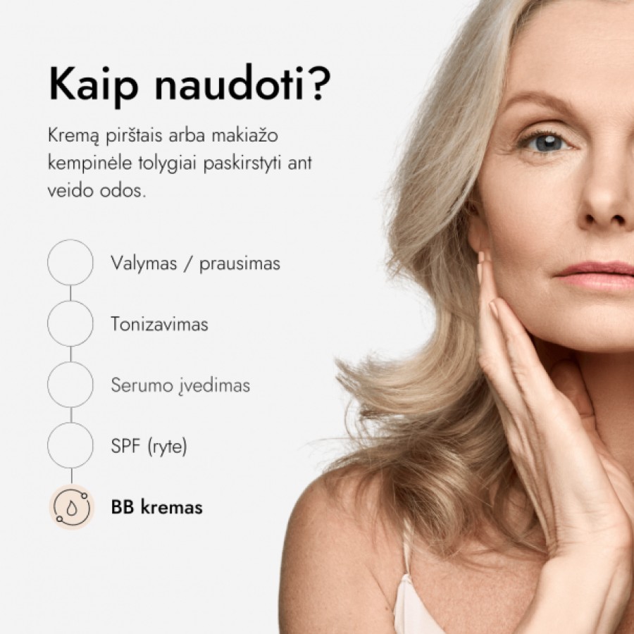 BIOCOS dieninis veido kremas ir natūralus makiažo pagrindas su spalva BB04 50ml