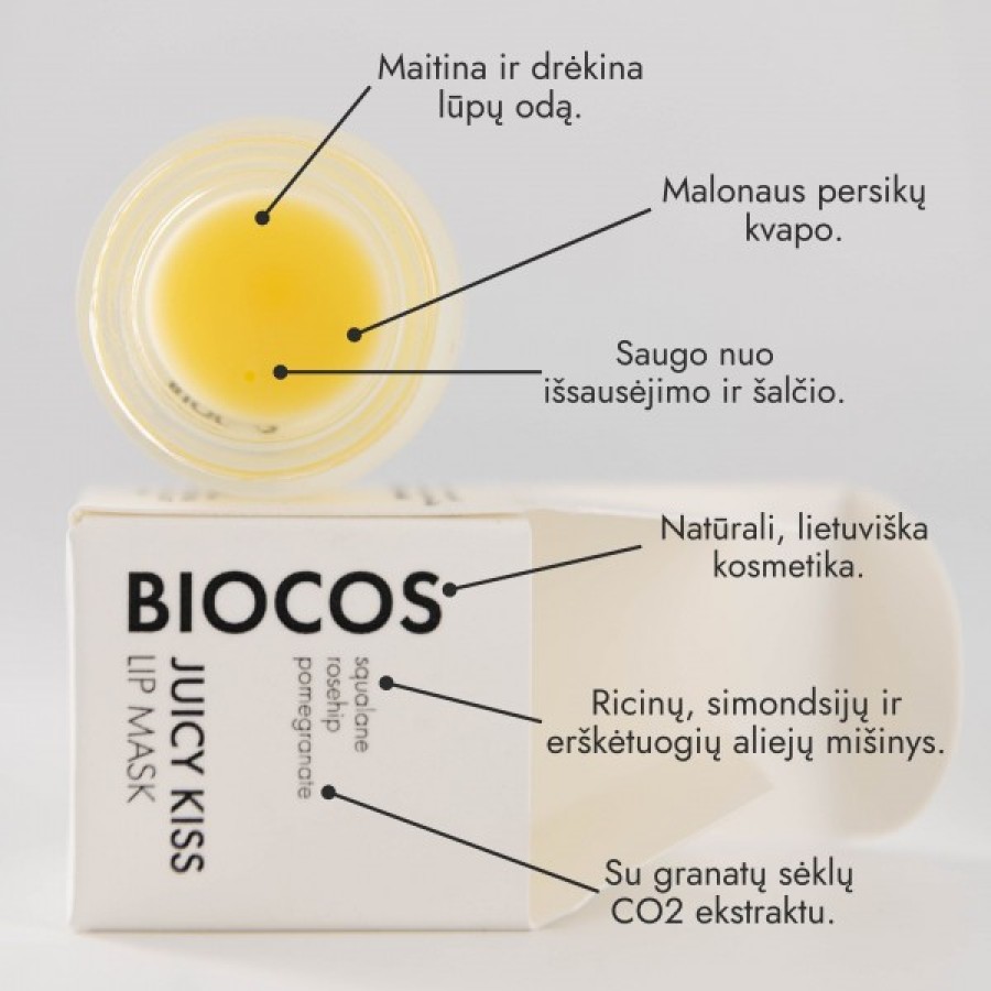 Biocos maitinanti lūpų kaukė JUICY KISS 7ml