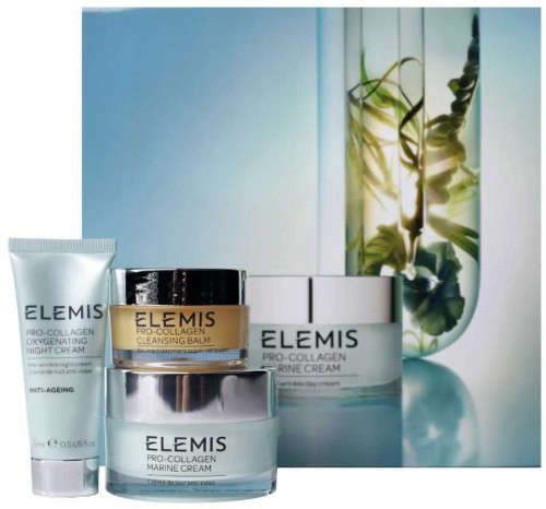 Elemis VIP rinkinys: Elemis Pro-Collagen Oxygenating naktinis kremas 15ml + Elemis Pro-Collagen Marine kremas 30ml + Elemis Pro-Collagen valomasis balzamas 20g