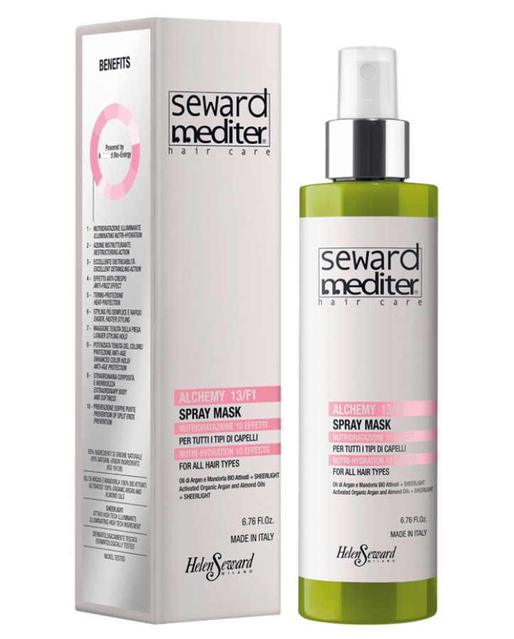 Helen Seward Mediter Alchemy 13/F1 Spray Mask purškiama apsauginė, drėkinamoji plaukų kaukė su argano aliejumi 200ml