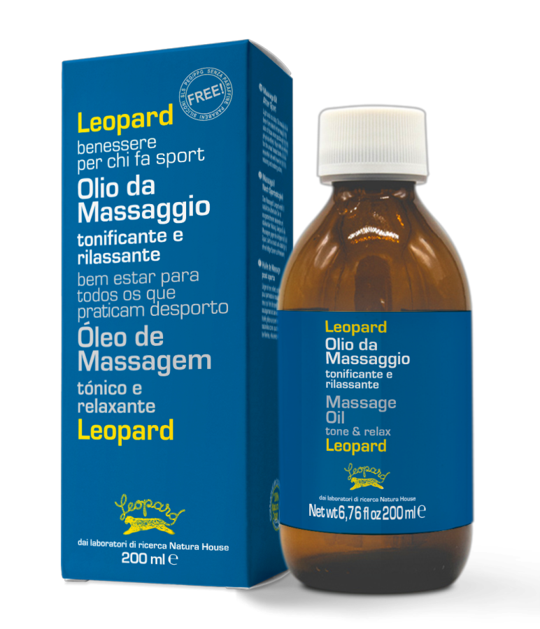 LEOPARD Massage Oil tone and relax tonizuojantis atpalaiduojantis masažinis aliejus 200ml