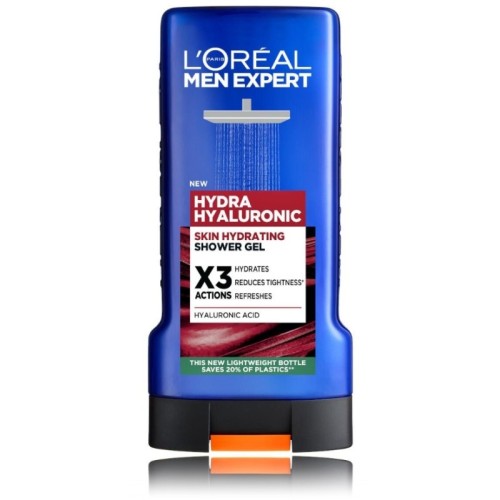 L'Oreal Paris Men Expert Hydra Hyaluronic Shower Gel dušo gelis vyrams 400ml (nauja didesnė pakuotė)