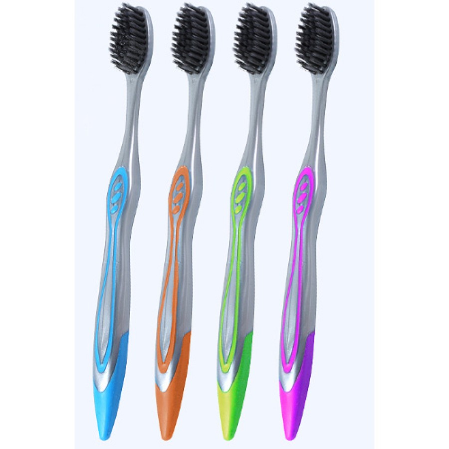 Minkštų bambuko anglies dantų šepetėlių komplektas 4 vnt.