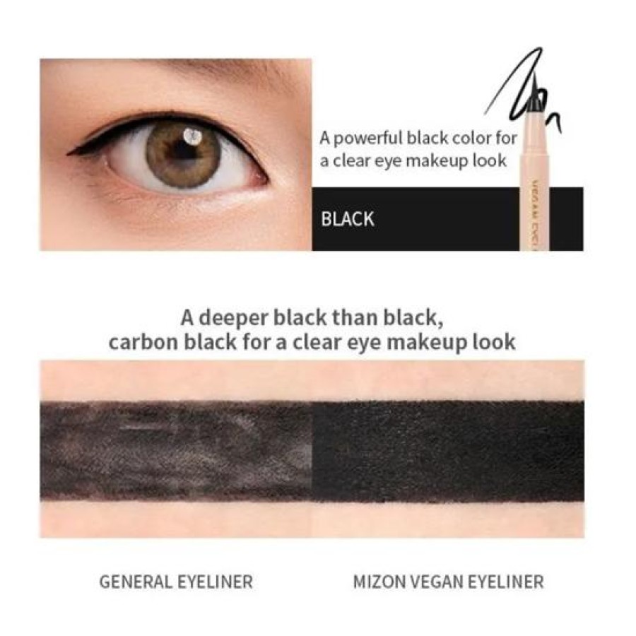 Mizon Vegan Eyeliner yra skystas juodos spalvos akių kontūro pravedimas Mizon Vegan Eyeliner yra skystas juodos spalvos akių kontūro pravedimas