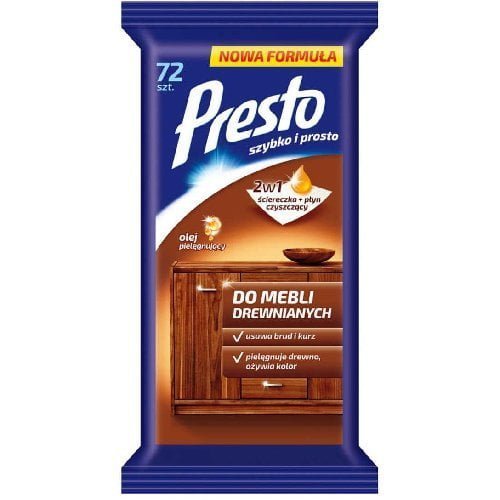 Presto Clean and Go drėgnos servėtėlės mediniams paviršiams valyti ir atnaujinti 72vnt.
